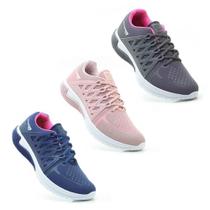 Kit 3 Tênis Esportivo Feminino Cadarço Academia Fitness Kit 3 Tênis Esportivo Feminino Cadarço Academia Fitness