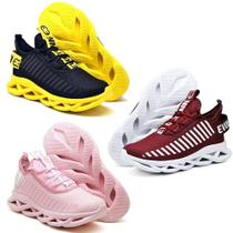 Kit 3 Tênis Feminino Evoltenn Esportivo Solado Trançado Rosa/Vinho