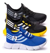 Kit 3 Tênis Masculino Caminhada Academia Leve Confortável