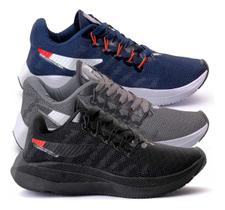 Kit 3 Tenis Masculino Caminhada Academia Treino Confortável Macio Casual Unissex Kit 3 Tenis Masculino Caminhada Academia Treino Confortável Macio Casual Unissex