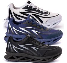 Kit 3 Tenis Masculino Confortável Macio Para Caminhada Academia Corrida Dia a Dia