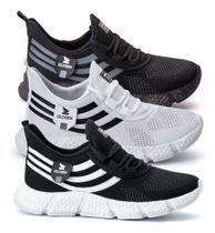 Kit 3 Tênis Masculino Esportivo Corrida Caminhada Confortável Dia A Dia