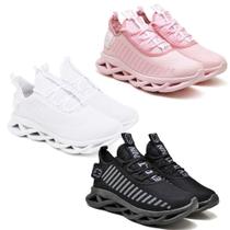 Kit 3 Tênis Masculino Evoltenn Esportivo Solado Trançado Rosa/Branco Kit 3 Tênis Masculino Evoltenn Esportivo Solado Trançado Rosa/Branco