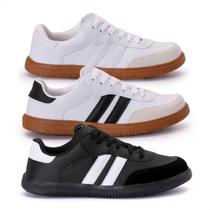 Kit 3 Tenis masculino feminino casual tons neutros retrô clássico original confortável urbano social