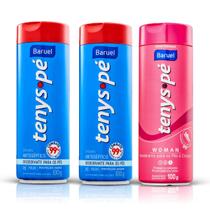 Kit 3 Tenys Pé (2 Original + 1 Woman) Talco Anticéptico Baruel 100g Desodorante em Pó