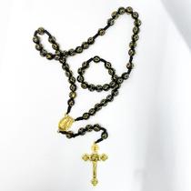 Kit 3 Terços religioso crucifixo Nossa senhora aparecida dourado clássico - Filó Modas