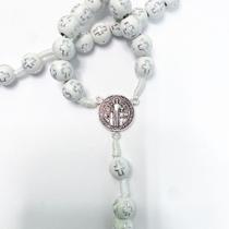 Kit 3 Terços São Bento religioso medalha crucifixo prata elegante - Filó Modas