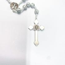 Kit 3 Terços São Bento religioso medalha crucifixo prata proteção divina - Filó Modas