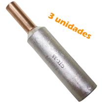 Kit 3 Terminal Pino Bimetálico de Compressão para Cabo de Alumínio de 35mm