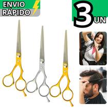 Kit 3 Tesoura Cabeleleiro Barbeiro Profissional Em Inox N6 Barba Cabelo Unissex Barbearia Salão Kit 3 Tesoura Cabeleleiro Barbeiro Profissional Em Inox N6 Barba Cabelo Unissex Barbearia Salão