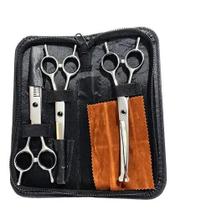 Kit 3 Tesoura Curvado Ponto Redondo p/ Cachorro Gato c/ pente