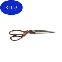 Kit 3 Tesoura de inox Dourada - Profissional