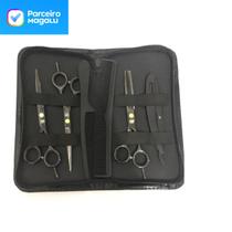 Kit 3 Tesoura Fio Laser Fio Navalha Desfiadeira + Navalha + Estojo Kit 3 Tesoura Fio Laser Fio Navalha Desfiadeira + Navalha + Estojo