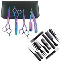 Kit 3 Tesoura Furta Cor Fio Laser Fio Navalha Desfiadeira Navalha + 10 Pente Kit 3 Tesoura Furta Cor Fio Laser Fio Navalha Desfiadeira Navalha + 10 Pente