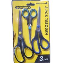 Kit 3 Tesoura Lamina De Aço Inoxidável Resistente Universal Kit 3 Tesoura Lamina De Aço Inoxidável Resistente Universal