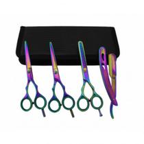 Kit 3 tesouras 1 navalhante profissionais para cabelereiro e barbeiro