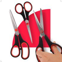 Kit 3 Tesouras Aço Inox Corte Costura Artesanato Domestico e Profissional Multiuso