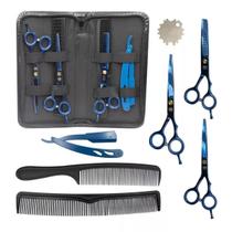 Kit 3 Tesouras Barbeiro Profissional ul 6.0 Estojo