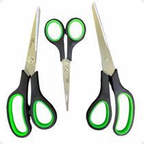 Kit 3 Tesouras Escritório Corte Papel Multi Uso Profissional