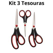 Kit 3 Tesouras Multiuso Precisão Alta Qualidade 21cm 19cm 14cm Polegadas 8 e 5