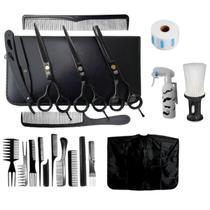 Kit 3 Tesouras Preta Profissional + Capa + Borrifador 150ml + Kit 10 Pentes + Espanador Talqueira + Kit 3 Tesouras Preta Profissional + Capa + Borrifador 150ml + Kit 10 Pentes + Espanador Talqueira +