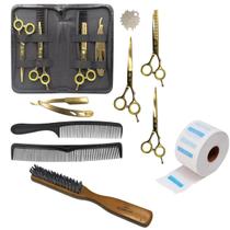 Kit 3 Tesouras Profissionais Barbeiro E Cabeleireiro Gola Higiênica E Escovinha Kit 3 Tesouras Profissionais Barbeiro E Cabeleireiro Gola Higiênica E Escovinha