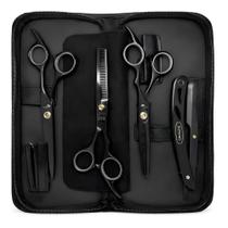 Kit 3 tesouras profissionais fio laser navalha