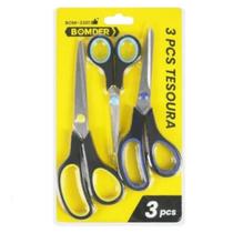 Kit 3 Tesouras Profissionais Multiuso Costura Artesanato Domestico