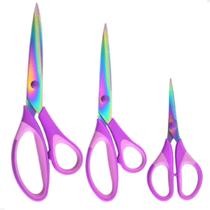 Kit 3 Tesouras Titânio Para Corte E Costura Profissional