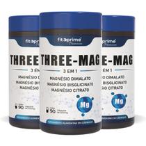 Kit 3 Three-Mag Blend Magnésio Concentrado Dimalato Bisglicinato Citrato