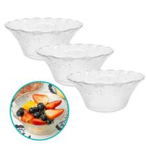Kit 3 Tigela Bowl De Vidro Redonda Sobremesa Saladeira Travessa Fruta 300ml