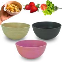 Kit 3 Tigela Bowl Pote Cumbuca Bamboo Sobremesa Caldo Açaí Sorvete Sopa Vasilha Grande Resistente