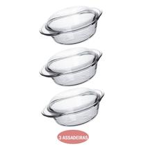 Kit 3 Tigela Terrina 2,8L Base 1,9 Tmp 0,9 Vidro Temperado