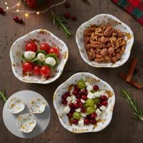 Kit 3 Tigelas 15cm Plásticas Ondulada Natal Bowl Petisqueira