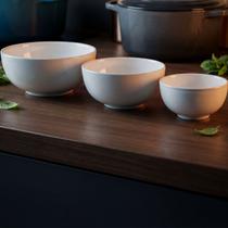 Kit 3 Tigelas Bowl Brancas de Vidro Opalino 620ml 410ml 220ml
