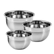 Kit 3 Tigelas Bowl de Inox 18, 20 e 22 cm Multiuso Profissional