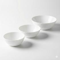 Kit 3 Tigelas Bowl de vidro Branco 290ml/420ml/1litro Vai ao forno Kit 3 Tigelas Bowl de vidro Branco 290ml/420ml/1litro Vai ao forno