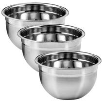Kit 3 Tigelas Bowl Saladeira Aço Inox Cozinha Profissional