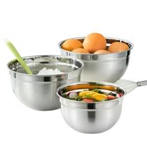 Kit 3 Tigelas Mixing Bowl Aço Inox Multiuso 18-26-28 cm