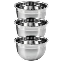 Kit 3 Tigelas Mixing Bowl De Inox Redondo 22cm Para Preparo Cozinha Salada Confeitaria M KeHome