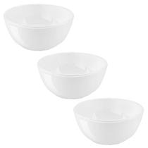 Kit 3 Tigelas Saladeiras 2,2L Melamina Branca 22x10cm Salada Sobremesa Frutas Round