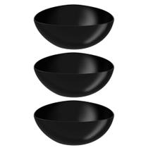 Kit 3 Tigelas Triangulares 3,5L Saladeiras Plásticas Pretas Essential Coza Cozinha Saladas