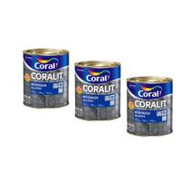 Kit 3 Tinta Antiferrugem Esmalte Ferrolack Cinza 900ml Coral Kit 3 Tinta Antiferrugem Esmalte Ferrolack Cinza 900ml Coral