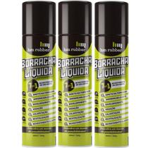 Kit 3 Tinta Borracha Líquida Preto Impermeabilizante 400ml Hm Rubber Spray