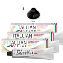 Kit 3 Tinta De Cabelo Profissional 1.0 Preto Itallian Color - Itallian Hairtech