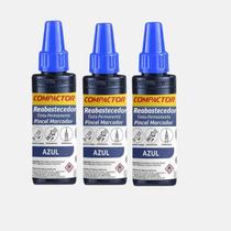 Kit 3 tinta reabastecedor permanente p/ pincel atomico azul