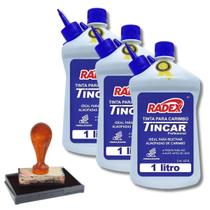 Kit 3 Tinta Refil Para Almofada De Carimbo Secagem Rápida 1 Liitro Cada Cor Azul