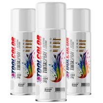 Kit 3 Tinta Spray Branco Fosco Tool Color 400ml/250g