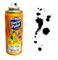 Kit 3 Tinta Spray Decor Paint 150ml Pintura Decorativa Preto - 520 Acrilex