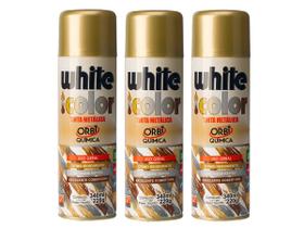 Kit 3 tinta spray dourado white color 340ml uso geral Kit 3 tinta spray dourado white color 340ml uso geral